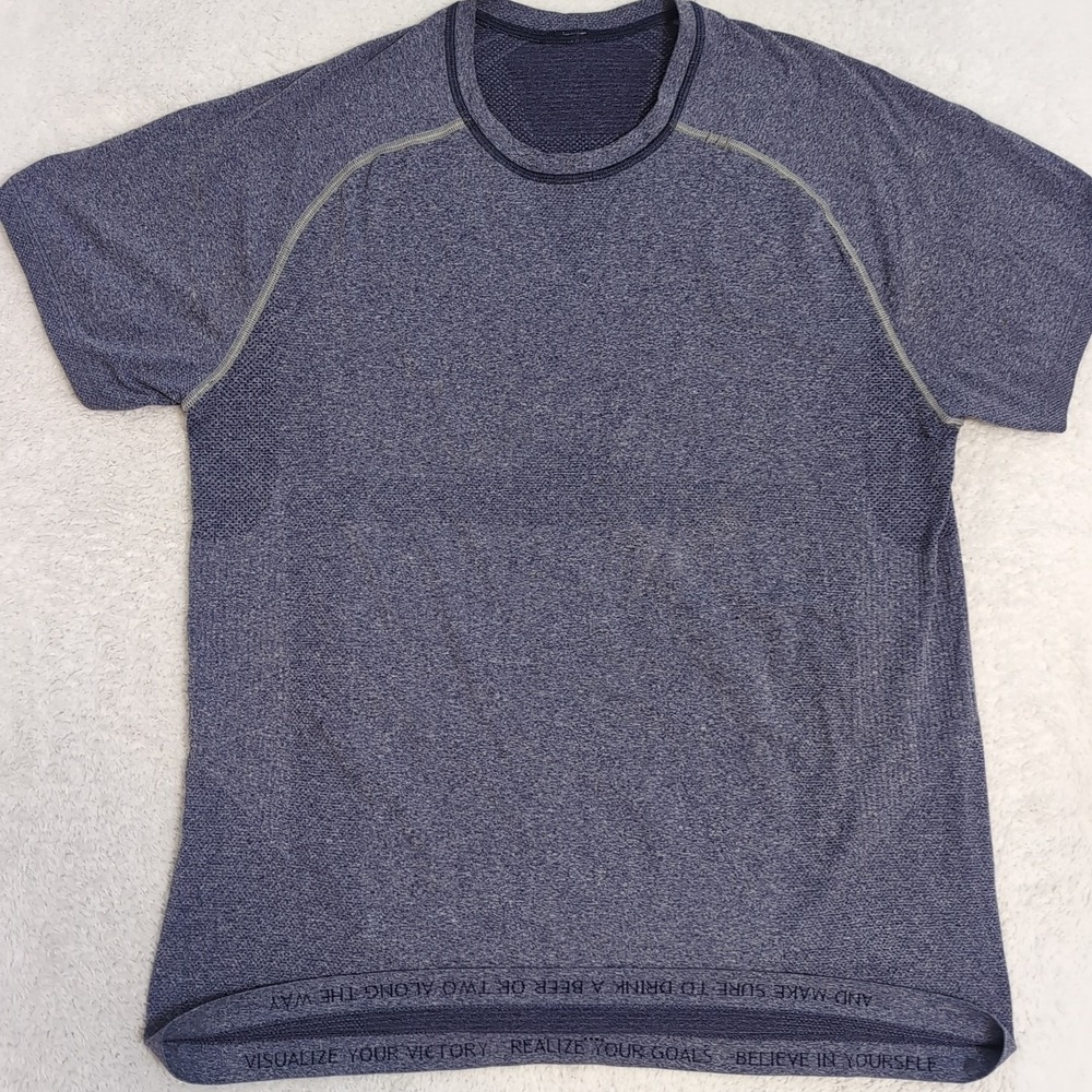 Lululemon Mens Small Heathered Gray/Purple‎ Sleeve Crewneck Pull Over